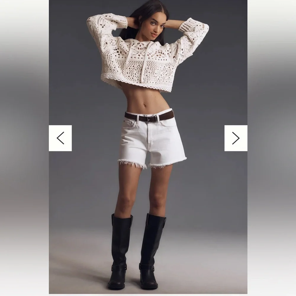 NWT🌷(26) Agolde Parker Denim Long White Shorts - Size 26